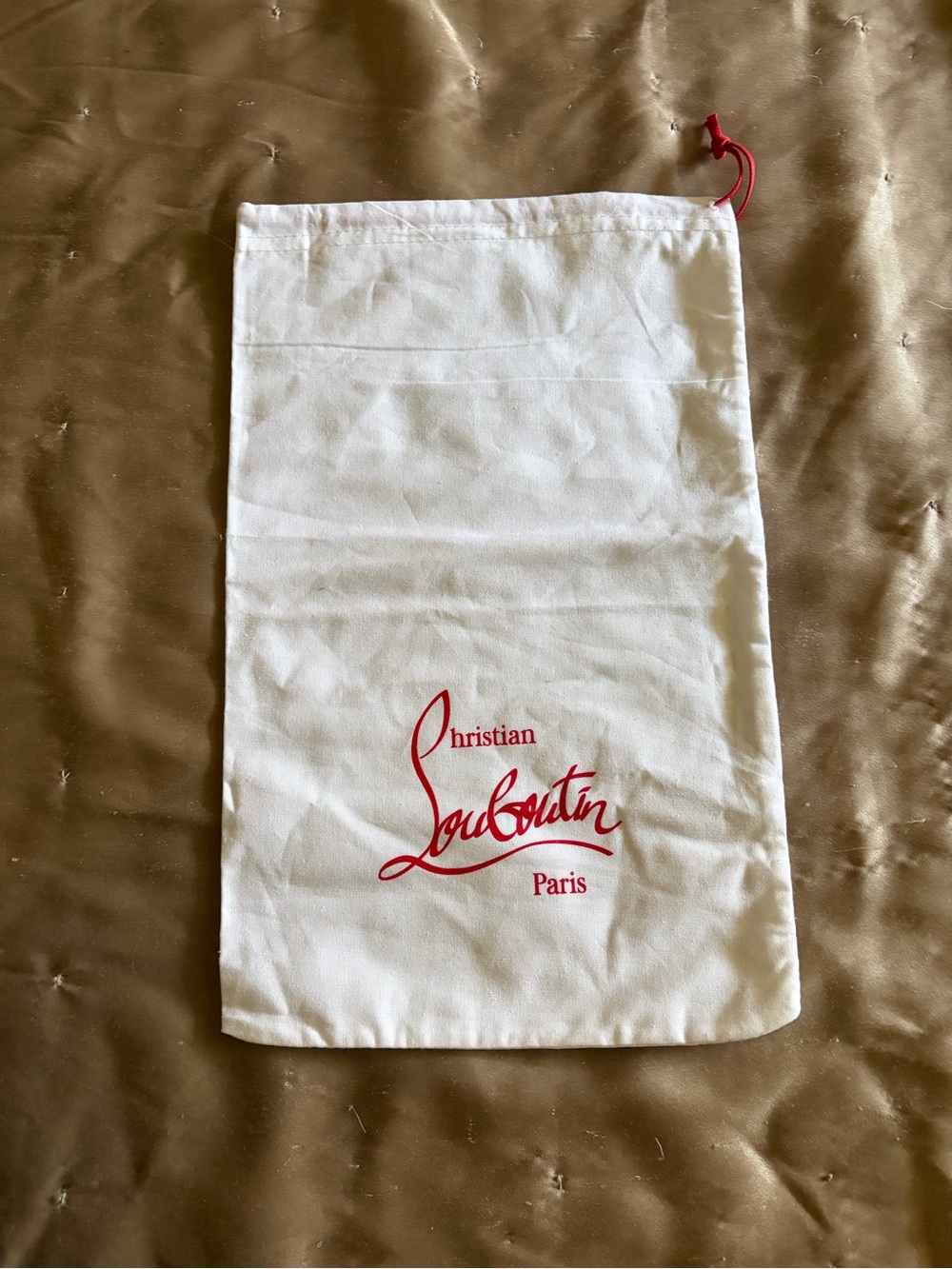 2X Christian Louboutin White Cotton Drawstring Bags 👠👠